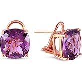 7.2 Carat 14k Solid Rose Gold Genuine Purple Amethyst French Clip Earrings