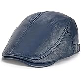 VOBOOM Men Women Adjustable Genuine Leather Ivy Cap Newsboy Hat
