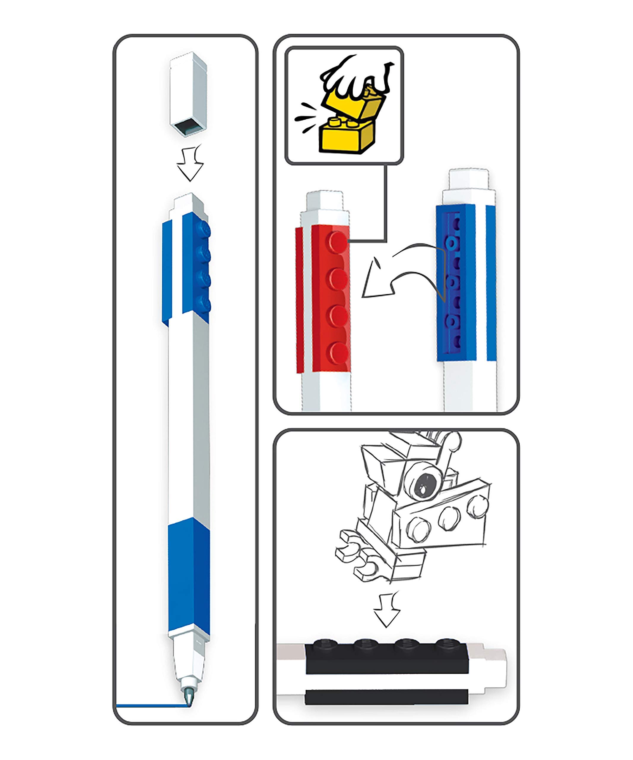 IQ LEGO Stationery Colored Gel Pens 3 Pack with Building Bricks (51513), Back to School, Teacher Classroom Supply