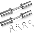 LAJIAOZ 16" Adjustable Olympic Dumbbell Handles(WEIGHT CAPACITY: 150LBS), Pair of Loadable Dumbbell Bars for 2" Olympic Weight Plates, with 4 Spring Collars for Home Gym Workout Strength Training Fitness