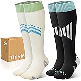 TINYLEMON Wide Calf Compression Socks for Women & Men 15-20 mmHg Cushioned Sole Knee High Support Socks for Long Hours & Daily Wear