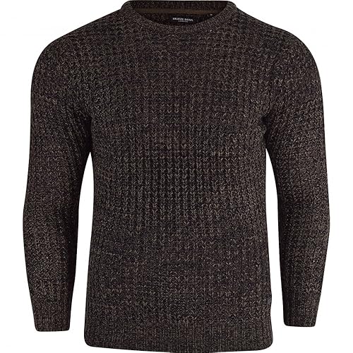 Mens Classic Style Chunky Cable Knit Jumper Plain Casual Design Pull On