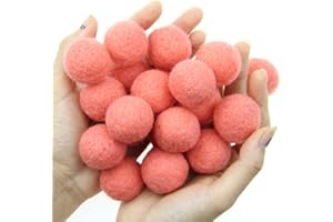 Zasy 30mm Needle Wool Felt Balls Foam Filled Wool Felt Pom Pom Home Decor DIY (Peach)