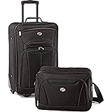 American Tourister Fieldbrook II Softside Upright Luggage, Black, 2-Piece Set (tote/21)