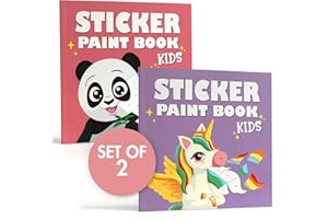 ZICOTO Fun Paint with Sticker Books for Kids Set of 2 - Entertaining Sticker Activity with Vibrant Themes Keeps Kids Ages 4-8 Busy - Perfect Puzzle to Learn Shapes and Numbers at Home or Travelling