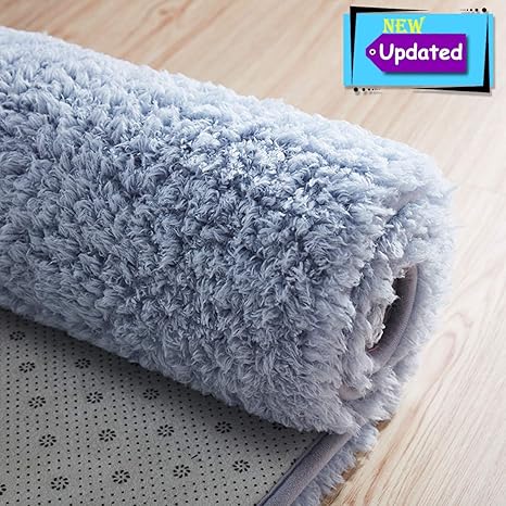 Area Rug Light Grey Modern Shaggy Carpet For Baby Room Living Room Bedroom Wool Wool Blend 47 X 67