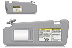 AEAGLE Sun Visor with Light for 2008-2013 Toyota Highlander, Left Driver Side Gray Sunvisor Replacement 74320-48500-B0