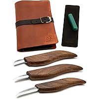 BeaverCraft Wood Carving Knife Set Deluxe S15X - Wood Carving Kit with Detail Chip Knife, Sloyd Roughing Whittling Knives & L