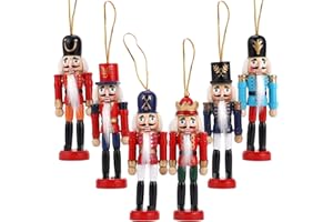 COMBIUBIU Christmas Decorations Nutcracker Hanging Ornaments,Wooden Nutcracker Figures,Festive Collectible Nutcracker Gift forTable Desktop Fireplace Thanksgiving Christmas Decor(Set)