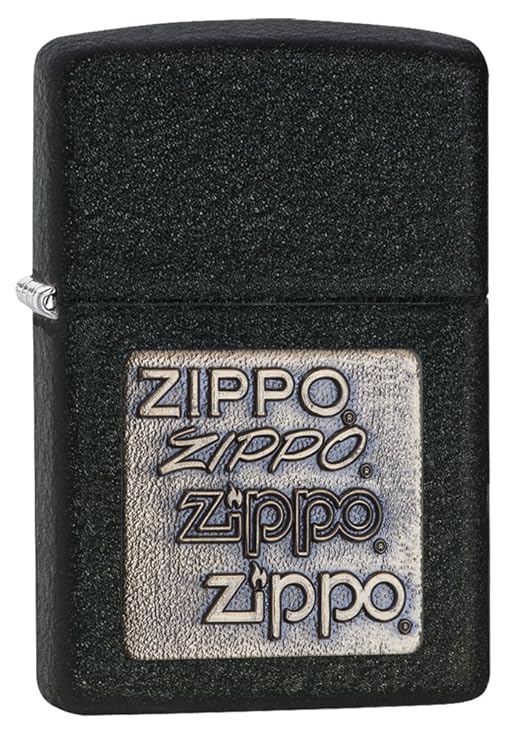 Zippo Zippo Brass Emblem Lighter Black Crackle Zippo Amazon.co.uk