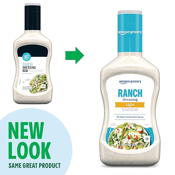 AMAZON GROCERY, LIGHT RANCH DRESSING, 16 FL OZ (PREVIOUSLY HAPPY BELLY, PACKAGING MAY VARY)