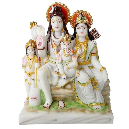 Divine Gifts Shiv Parivar Marble Idols, Statues For Home Decor