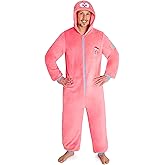 SPONGEBOB SQUAREPANTS Men's Hooded Fleece One Piece Pajama Jumpsuit - Cozy Sleep and Downtime Loungewear for Fans