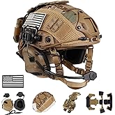 ClrfZebr Tactical Helmet with Headset,4in1 Upgraded Adjustable with Helmet Cover for Airsoft Cosplay Military Tactical Gear
