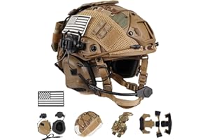 ClrfZebr Tactical Helmet with Headset,4in1 Upgraded Adjustable with Helmet Cover for Airsoft Cosplay Military Tactical Gear