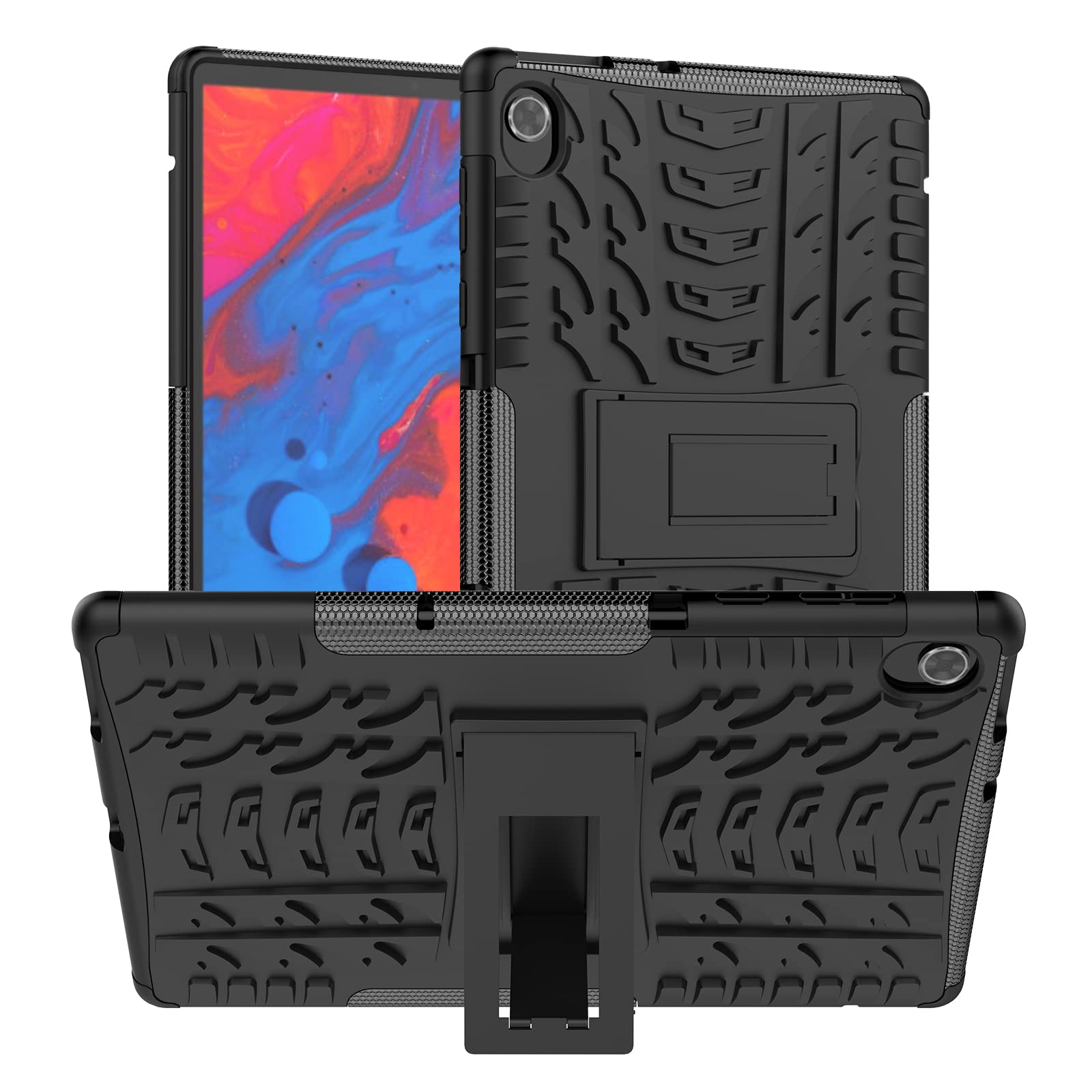 TEYOON Case for Lenovo Tab K10/M10 FHD Plus 10.3,Hybrid PC + TPU Back Cover for Lenovo Tab K10 TB-X6C6F/TB-X6C6X/TB-X6C6NBF & Lenovo Tab M10 Plus TB-X606F/TB-X606X Tablet,Black