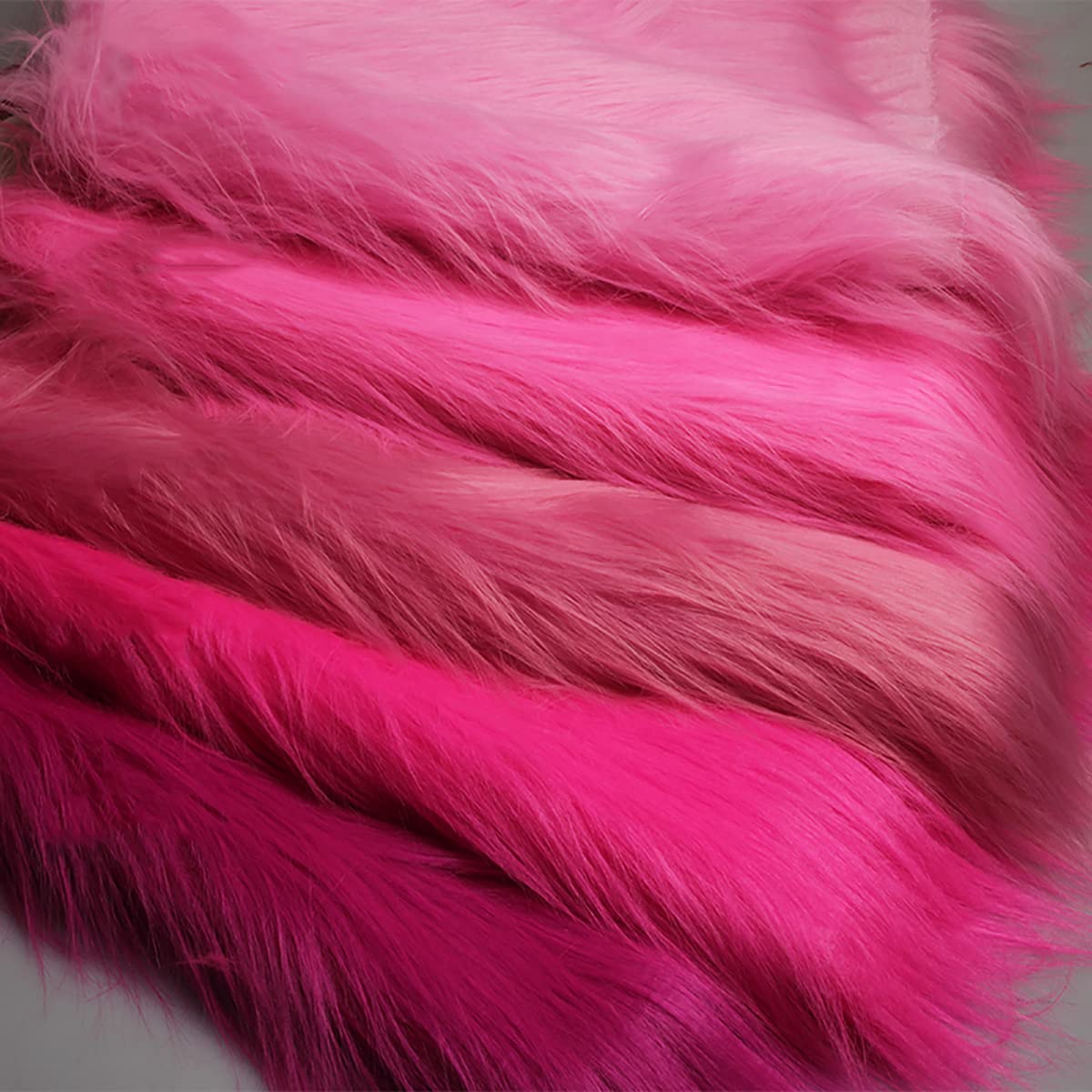 Pink Faux Fur Fabric 50 x 170 cm Long Pile 12 cm for DIY Crafts Background Photo Prop Carpets Costumes Cosplay Decoration Wedding Party (Color:4 Rose Red)