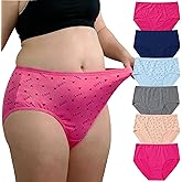 Feihtl Womens Underwear Cotton Plus Size Briefs XL-5XL Ladies Panties Mid High Waist Full Coverage Undies 6 Pack
