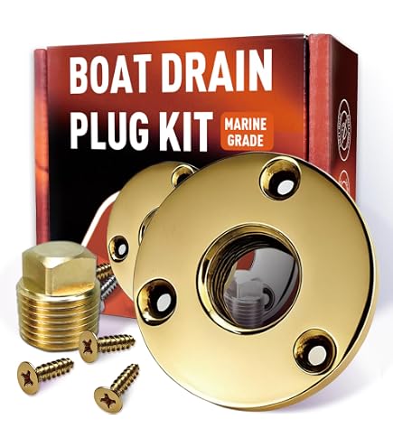 Searoam Brass Boat Garboard Drain Plug – 1/2" NPT Thread, Marine Gold Finish