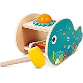 Hape: Musical Whale Tap Bench - Pound & Play Wooden Sound Toy, Xylophone, Playful Ocean Design, Knock The Ball, Baby, Kids & Toddlers Ages 18mo+