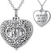 YYB Heart Urn Necklaces for Ashes 925 Sterling Silver Keepsake Necklace For Ashes Mother Daughter Necklace Always in My Heart Ash Lockets for Cremation Gift for Mom Grandma Women Her