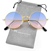 NACHLYNN Round Hippie Sunglasses Metal Border Circle Hippie Glasses UV380 Protection 70s Sunglasses for Men Women Party Favor