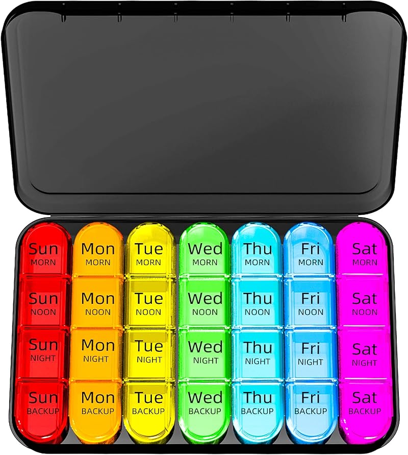 Doruimi Weekly Pill Box Organiser Small 7 Day 4 Times A Day 28 Compartments