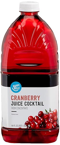 AMAZON BRAND – HAPPY BELLY JUICE COCKTAIL, CRANBERRY, PLASTIC BOTTLE, 64 FL OZ (PACK OF 1)