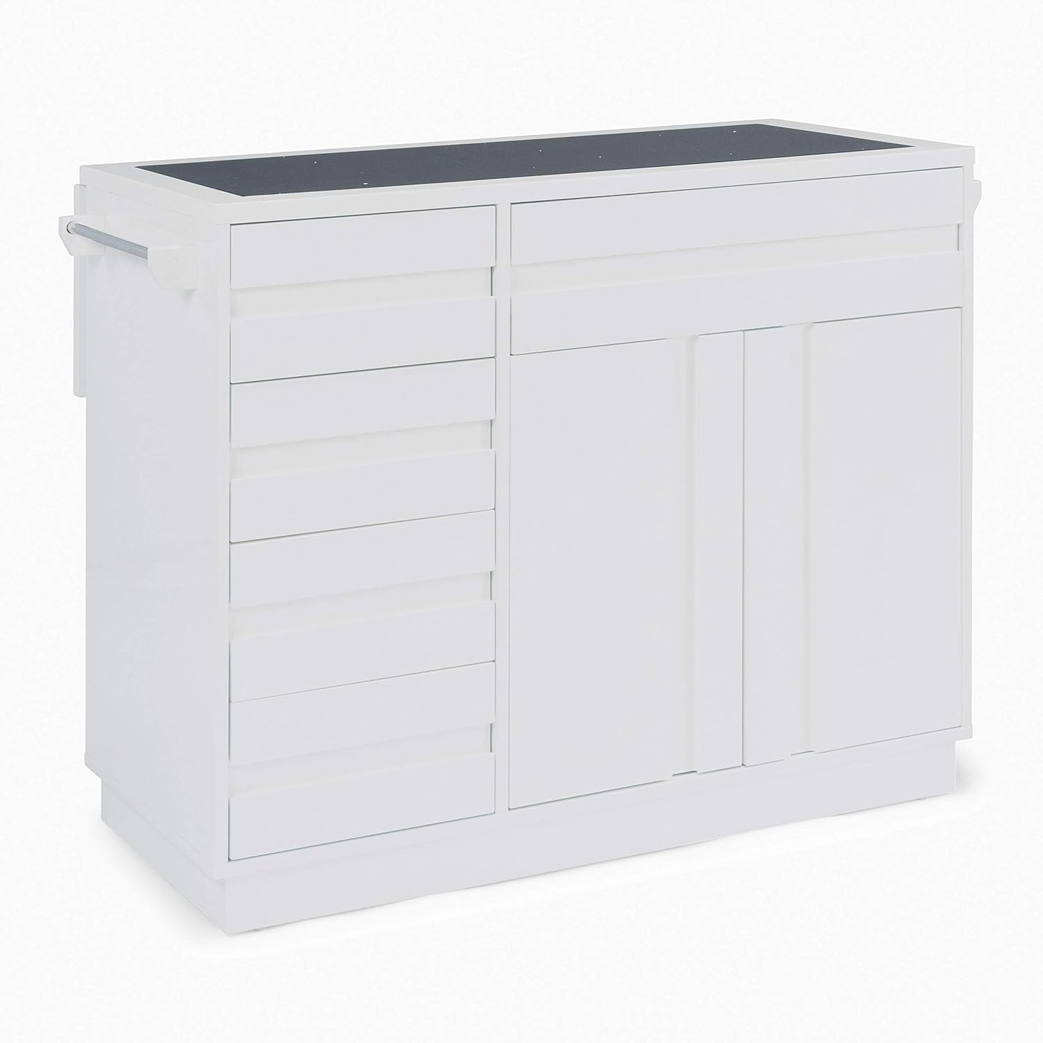Home Styles 8000-94 Linear White Kitchen Island, W-49 ½”, D-34”, H-36 ¼” ¼”, High Gloss