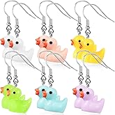 Yinkin 6 Pairs Rubber Duck Earrings Cute Ducky Earrings for Women Jewelry Gift Resin Dangle Drop