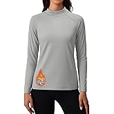 MAGCOMSEN Thermal Shirts for Women Mock Turtneck Long Sleeve Tops Fleece Pullover Workout Running Winter Base Layer