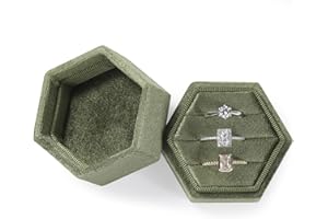 WantGor Velvet Jewelry Ring Box, 3 Slots Hexagon Ring Gift Box Vintage Ring Display Holder Case for Wedding Ceremony Proposal