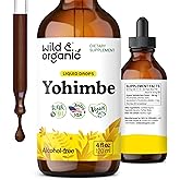 Wild & Organic Yohimbe Supplements for Men & Women - 5 mg Yohimbine Extract Tincture - Alcohol-Free Yohimbe Bark Drops - Vegan, Non-GMO & Sugar-Free - 4 fl oz