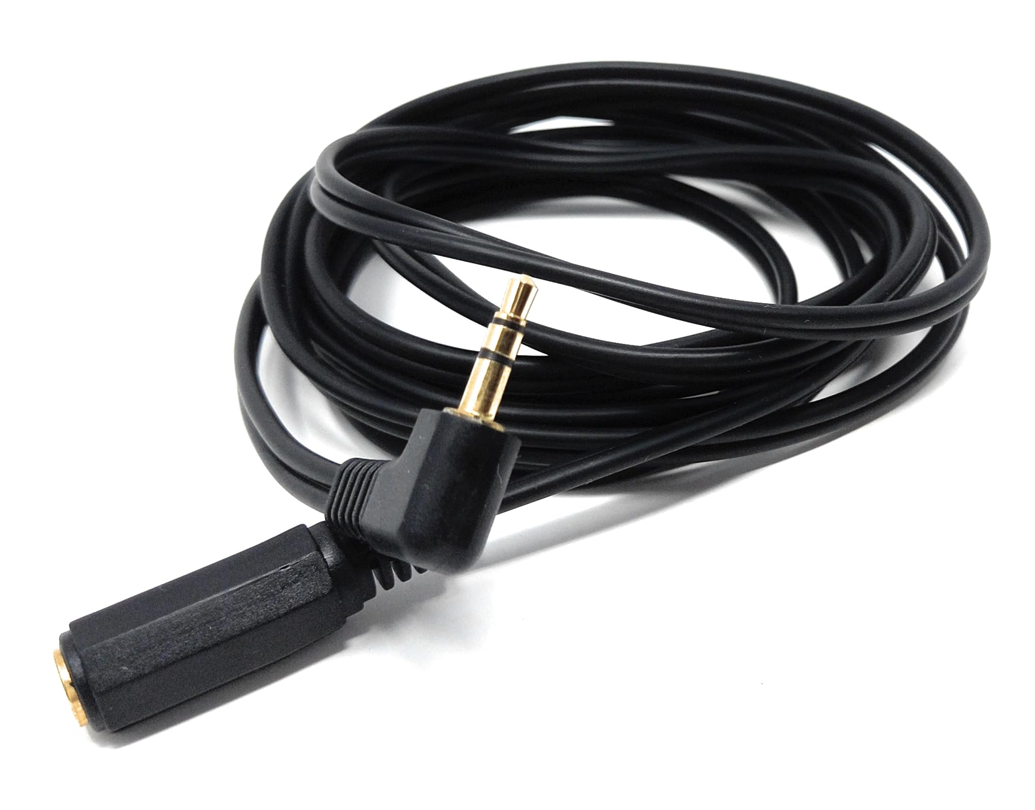 DRUT 2m 3.5mm Right Angle Stereo Jack to Socket Headphone, Audio Devices AUX 1/8'' Extension Cable Lead (Black 6.5ft)