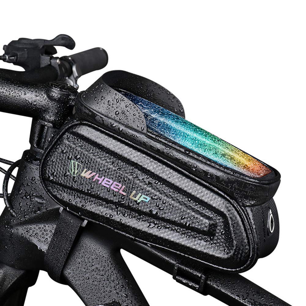 AICTIMO Bike Frame Bag, Waterproof, Reflective, TPU Touch-Screen, Large Capacity (Up to 7 Inch), Bicycle Bag