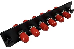 RiteAV LGX Footprint Fiber Optic Cable ST Adapter Patch Panel 6 Ports Loaded w/6 ST Simplex Multimode Adapters Black