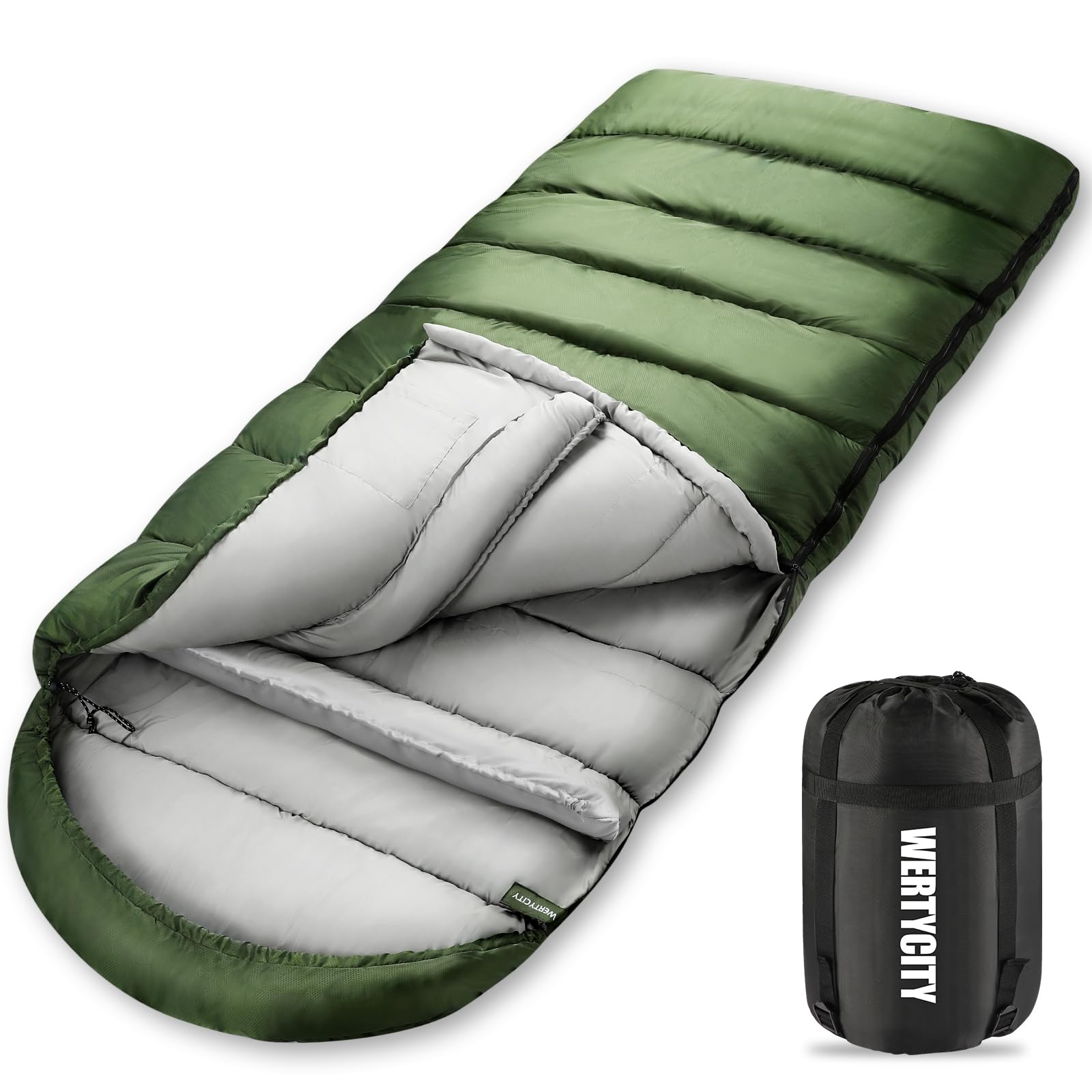 Photo 1 of WERTYCITY Sleeping Bags for Adults Cold Weather & Warm, Lightweight Compact Camping Backpacking Sleeping Bag for Kids Girls Boys with Compression Sack for Outdoor & Indoor