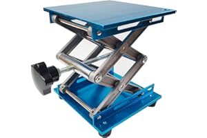 JENSWILL 6" x6" Lift Table Aluminium Oxide Lab Jack Stand Table Scientific Scissor Lifting Jack Platform Expandable Lift Height Range 63mm-260mm, Maximum Support Weight 10kg