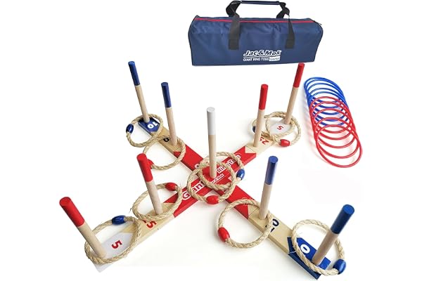 Ring Toss Game, Throwing Games, Wooden Rings Throwing Game with Carry Bag