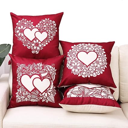 Amazon Com Yiny Modern Geometric Style Burgundy Cotton Linen