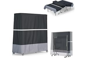 MD34 Indoor/Outdoor Ping Pong Table Cover Waterproof, Dustproof, UV-Resistant Durable Foldable Ping Pong Table Cover Fits 9x5-Foot Tables (Black & Gray)