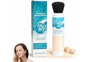 Mineral Powder Sunscreen for Face & Hair - SPF 50 Scalp Sunscreen with Brush On - Oil Control Setting Powder, 8g/0.28oz