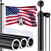 IOEN 25 FT 12 Gauge Heavy Duty Flag Pole - Extra Thick Aluminum Flagpole kit with 5x3 Nylon Embroidered Flag,for Outside Yard,Outdoor,Commercial or Residential-Ground - 110MPHWind Tested，Black