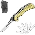 Swiss+Tech EDC Knife, Folding Pocket Knife with 5PCS Razor-Sharp Replaceable Blades, Belt Clip, Liner Lock & Aluminum Alloy Handle,Skinning Knives for Hunting, Survival, Fishing, Outdoor Skinning Deer
