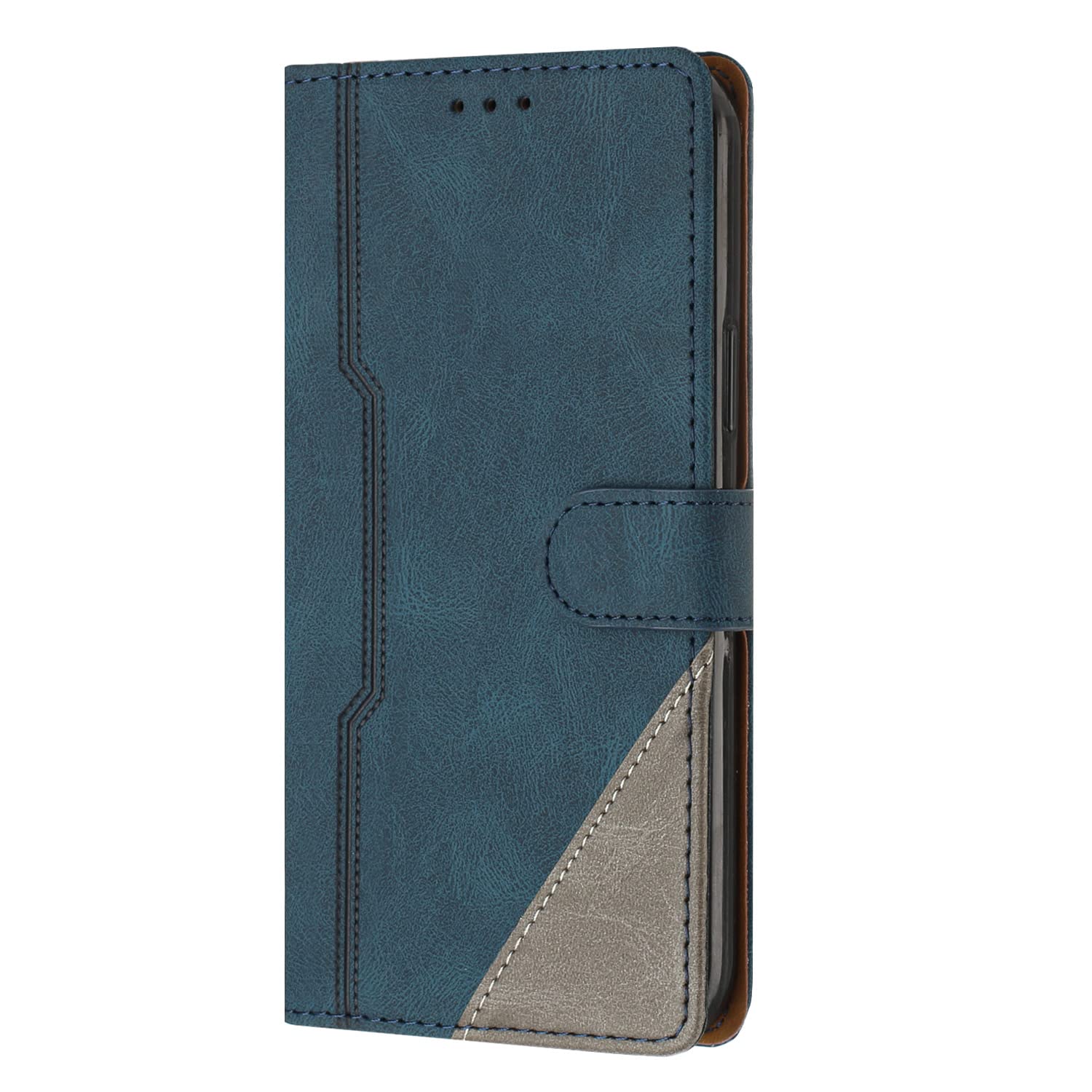 For iPhone SE 2022 & 2020 Case, iPhone 6/7/8 Case with Card Holder Flip Shockproof Geometric Leather Wallet Cover with Stand Magnetic Money Pouch Folio Silicone Bumper Protective Phone Case Blue