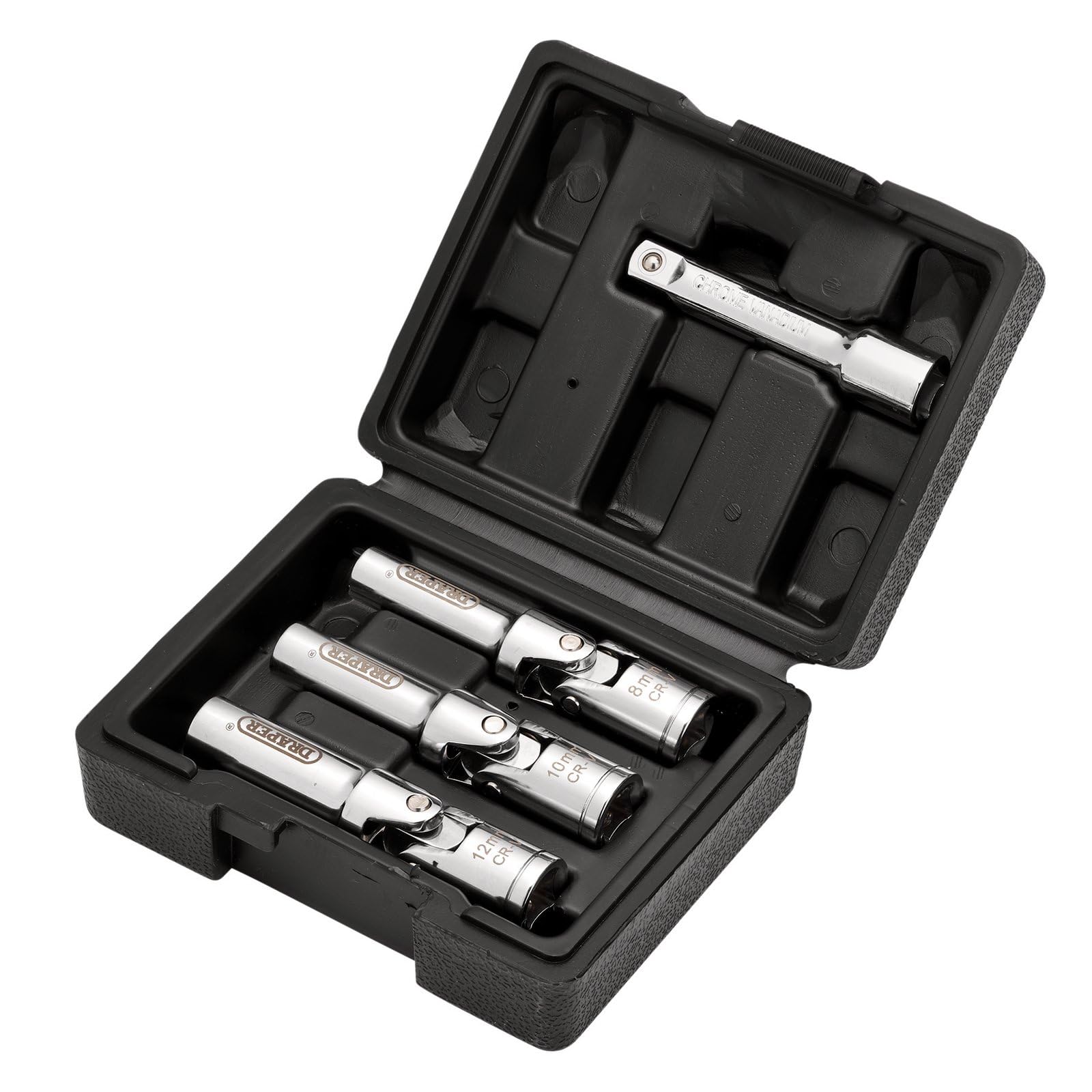 Draper 4 Piece Glow Plug Socket Set, 3/8" Sq. Dr. - 13605 - CRV Steel