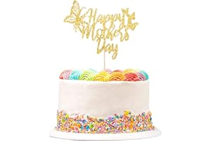 GIGA GUD Happy Mother's Day Cake Topper Cake topper Gold Glitter Cake topper Decorative Party Cake Decoration for Mother's Day(Butterfly)