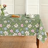 Horaldaily Spring Tablecloth 60×84 Inch Rectangular, Elegant Turquoise Magnolia Flower Washable Seasonal Table Cover for Party Picnic Dinner Decor