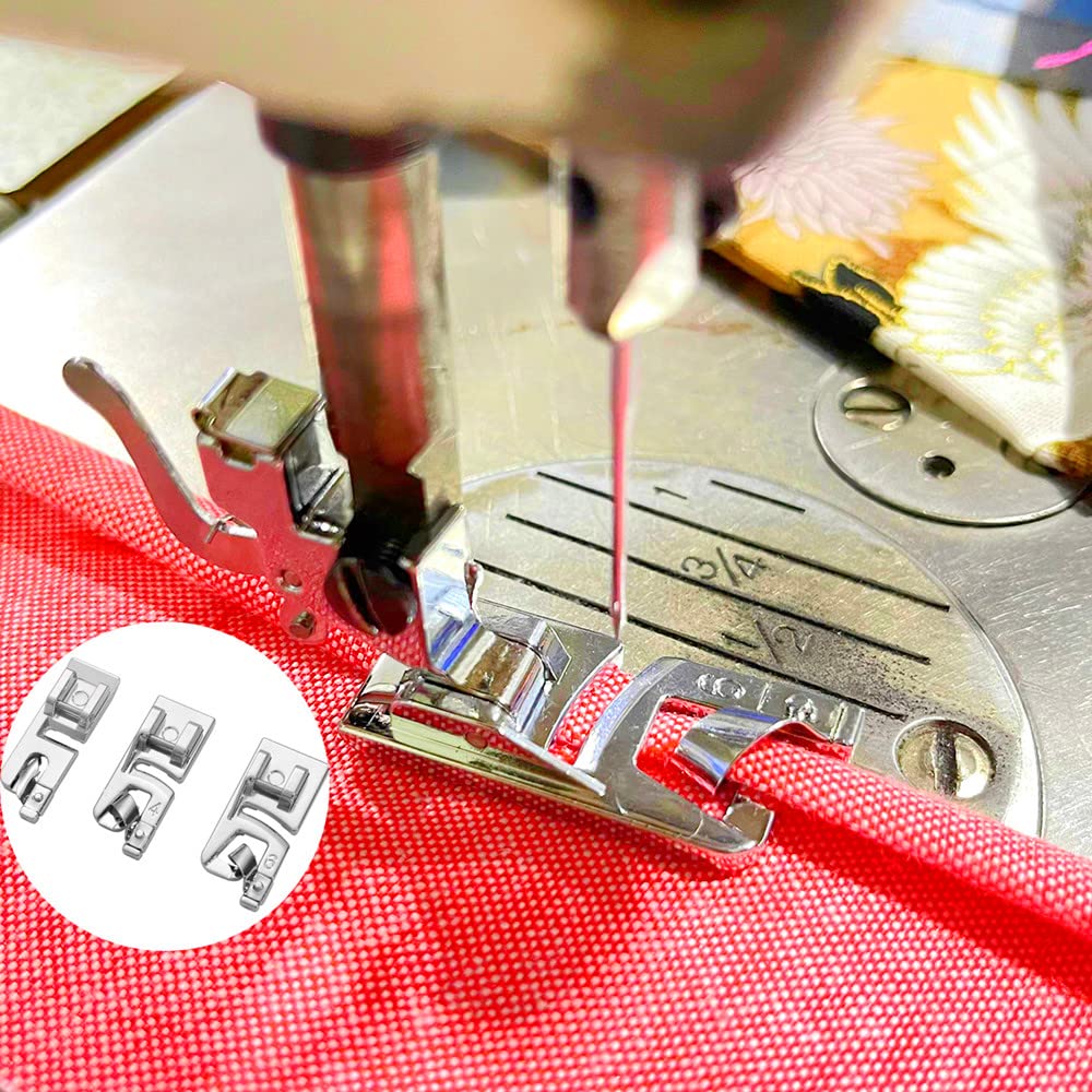 PannySewCraft Narrow Rolled Hem Foot 3 mm, 4 mm, 6 mm Fits All Low Shank Snap-On Singer, Brother, Babylock, Euro-Pro, Janome, Kenmore, White, Juki, New Home