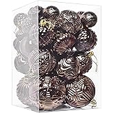 Christmas Ball Ornaments Set, 36pcs Coffee Brown Assorted Multi-Size Xmas Tree Ball Ornaments, Shatterproof Christmas Tree Hanging Ornaments for Xmas Decoration